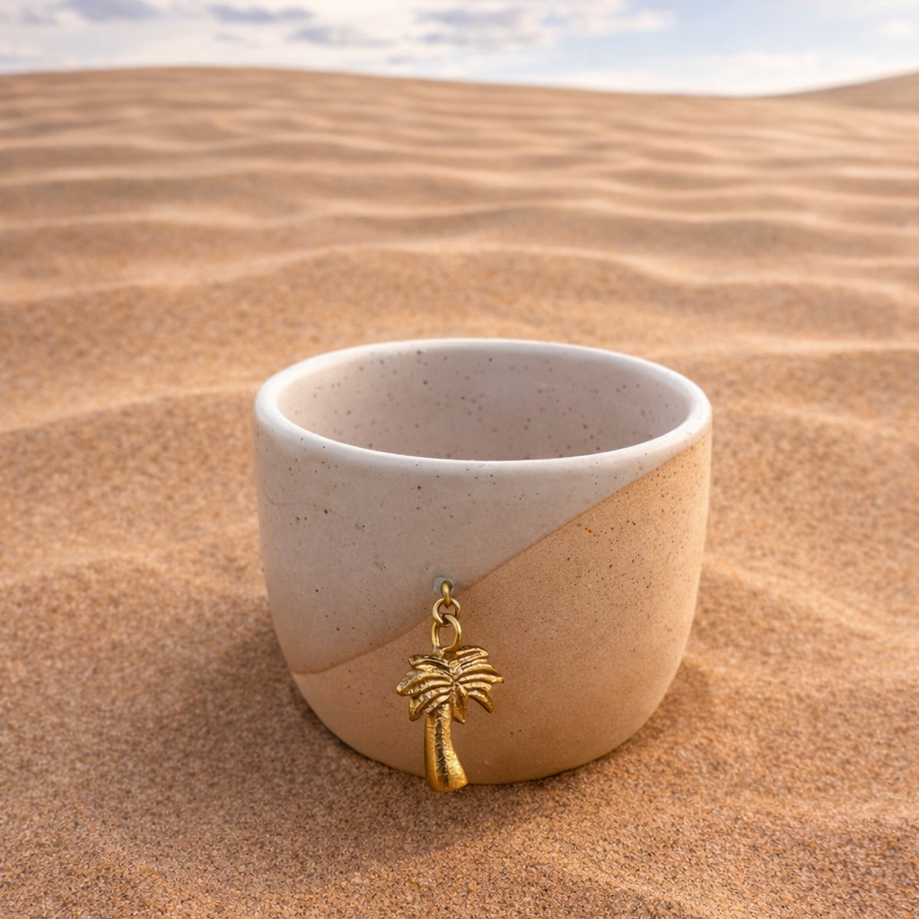 Arabian Handmade Cup – Gold & Silver Palm Brass Charm Gift Box - Set of 2