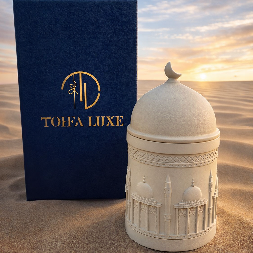 Athar - Soy Wax Candle- Fragrance Burn Incense - Gift Box - Beige Color