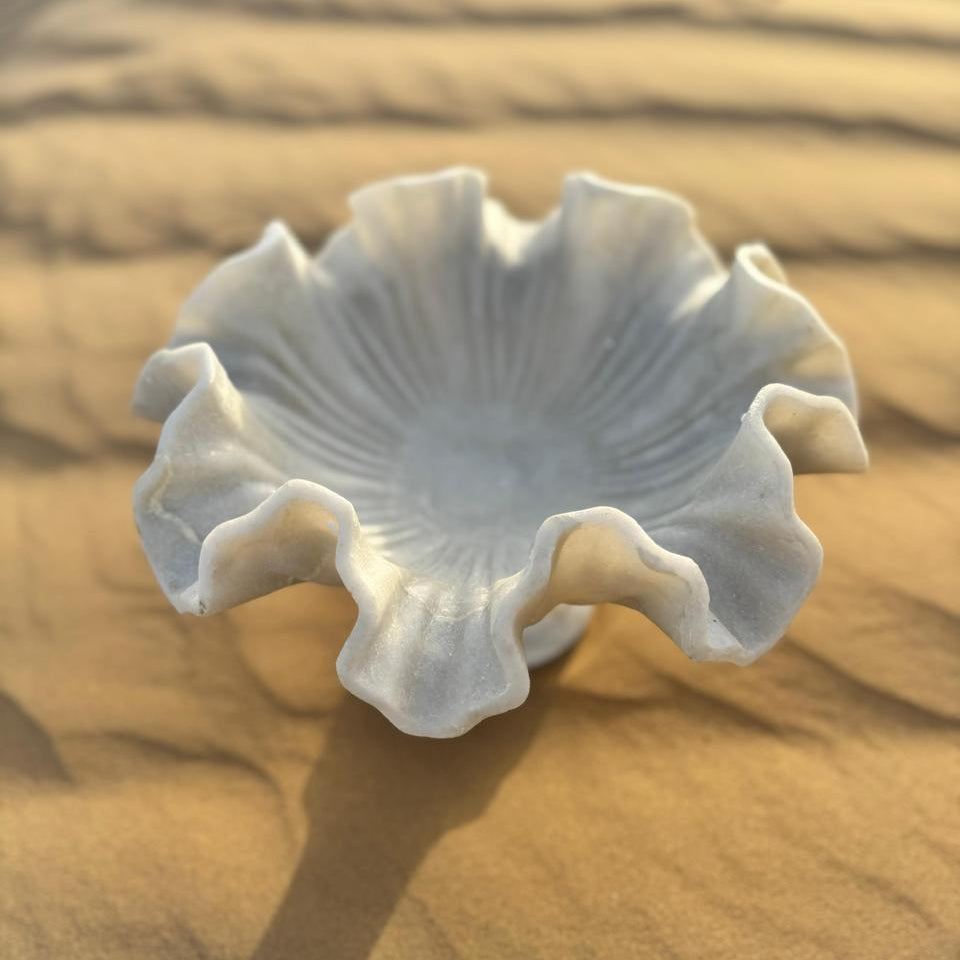 Aavya Carved Marble Decorative Centerpiece with Base - Large