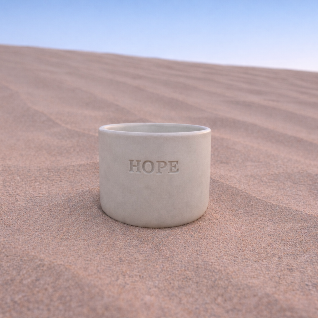 Hope Engraved Single Ceramic Cup -Large- Desert Color