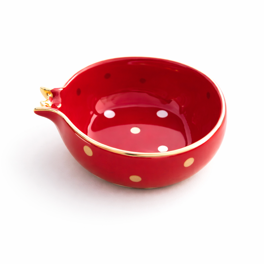 Half Pomegranate Bowl – Red with 22K Gold Plating