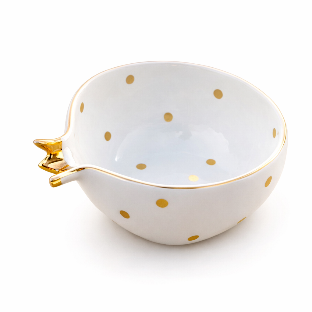 Half Pomegranate Bowl –Ivory with 22K Gold Plating