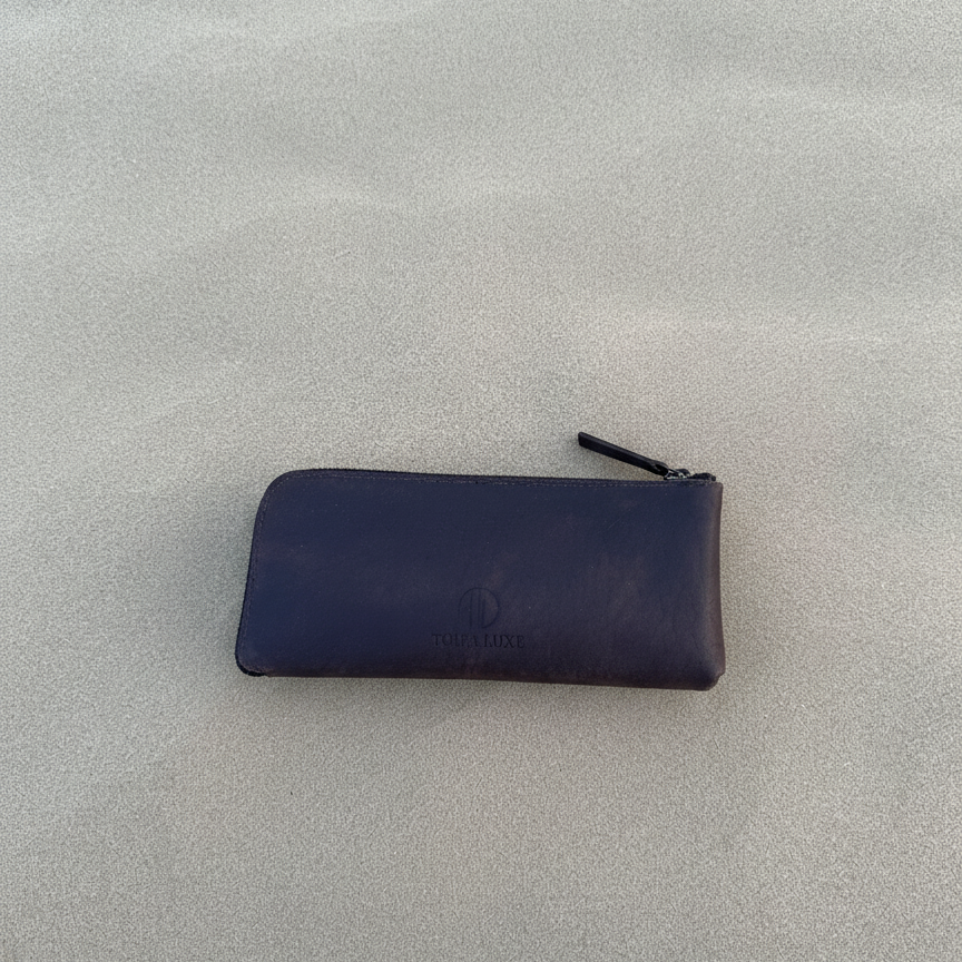 Handcrafted Genuine Leather Zipper Pouch – Brown