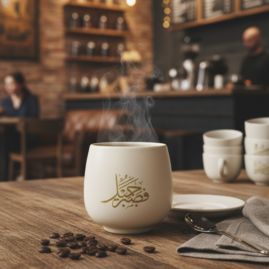 Arabic Calligraphic Tranquil Clay Cup Single