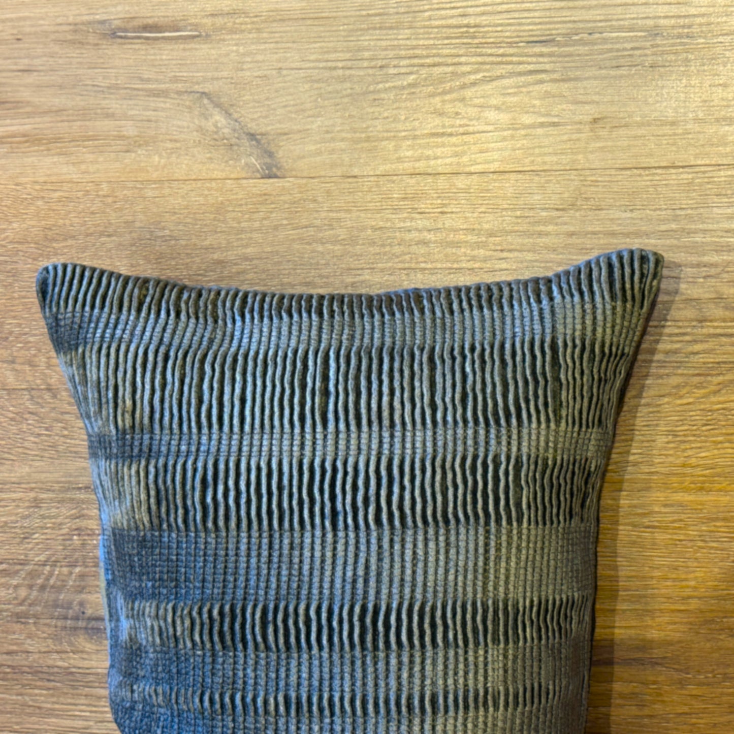 Charcoal Hand-Pleated Silk Velvet Cushion Cover (35 x 55 cm)