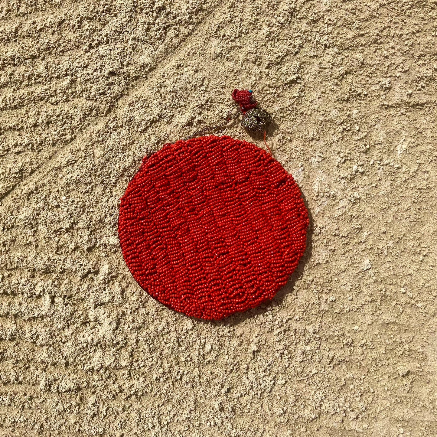 Lina Beaded Bag – Radiant Red Circular Clutch