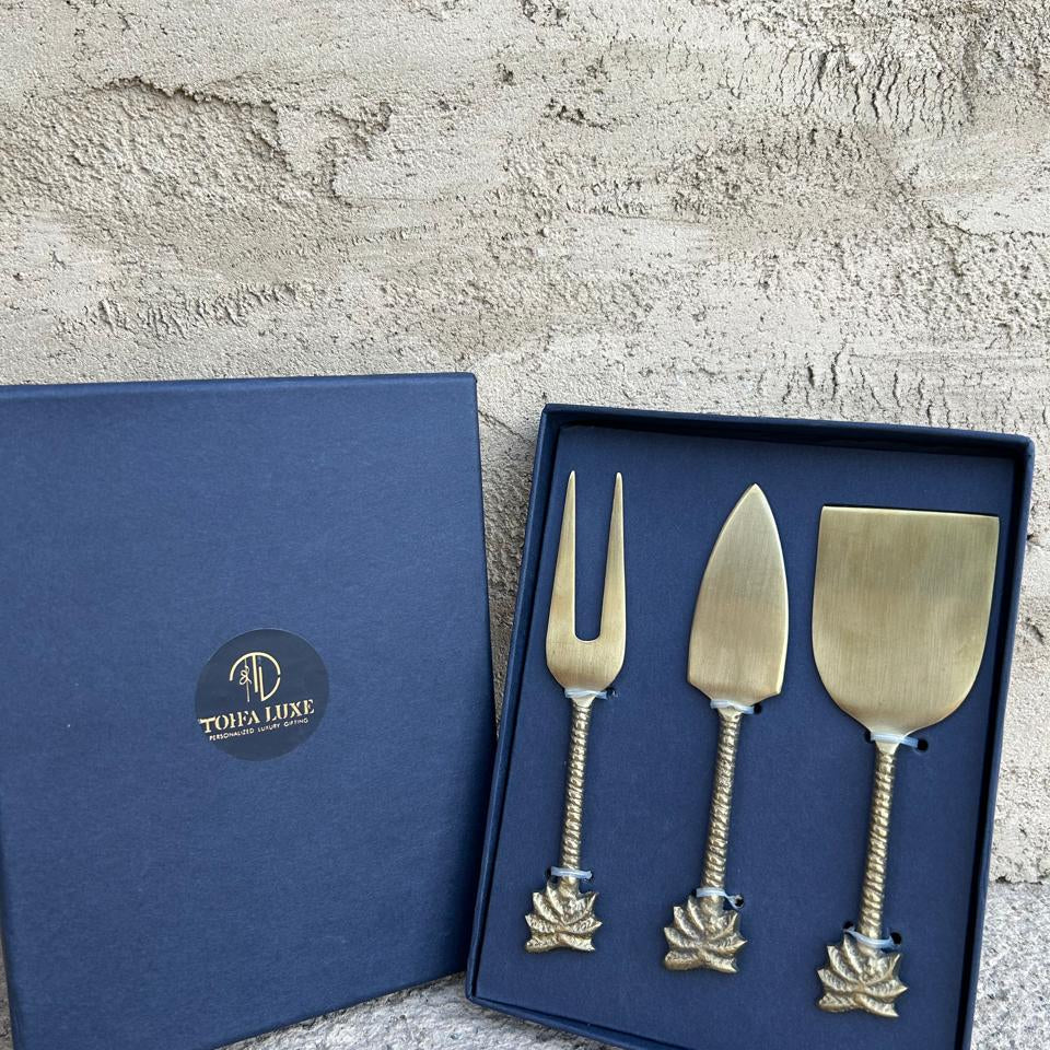 Palm Brass Cheese Knife Set of 3