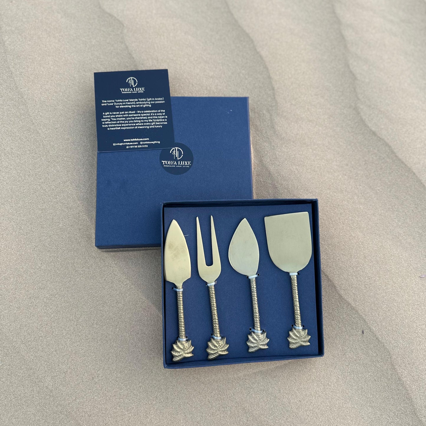 Palm Brass Cheese Knife Set of 4