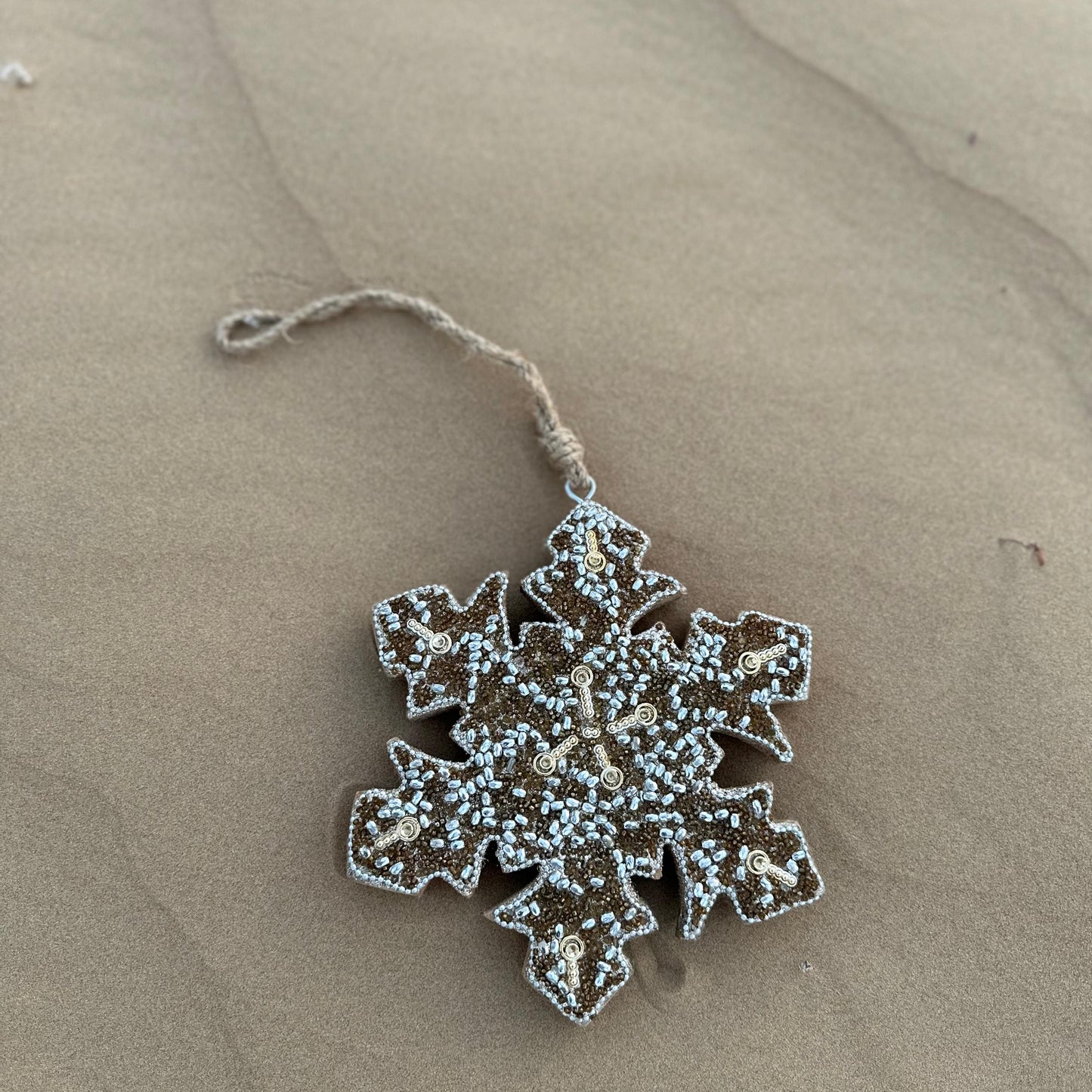 Golden Snow Star Christmas Decoration