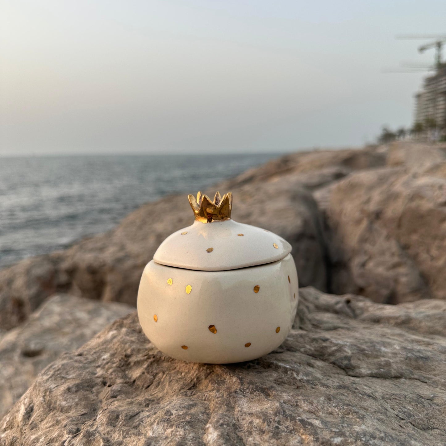 Handmade Lidded Annar Bowl Ivory - Single