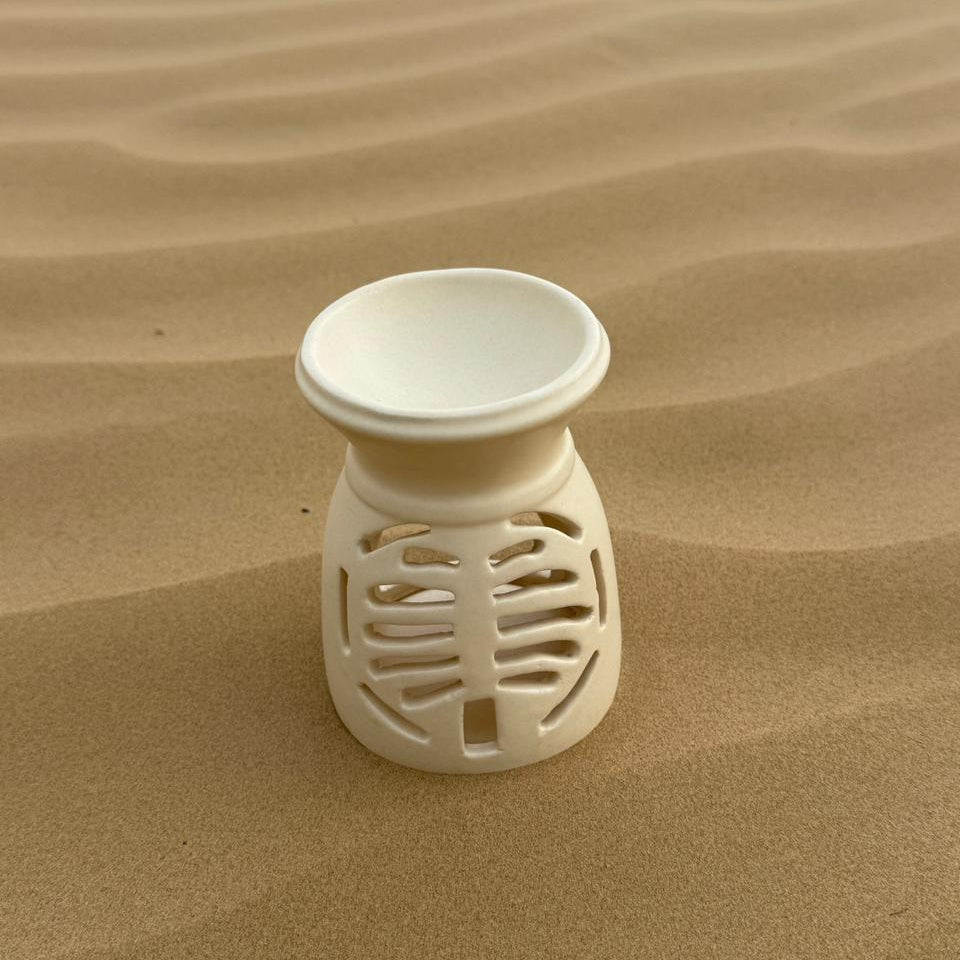 Ceramic Palm Oil Burner – Handmade Ivory Matte