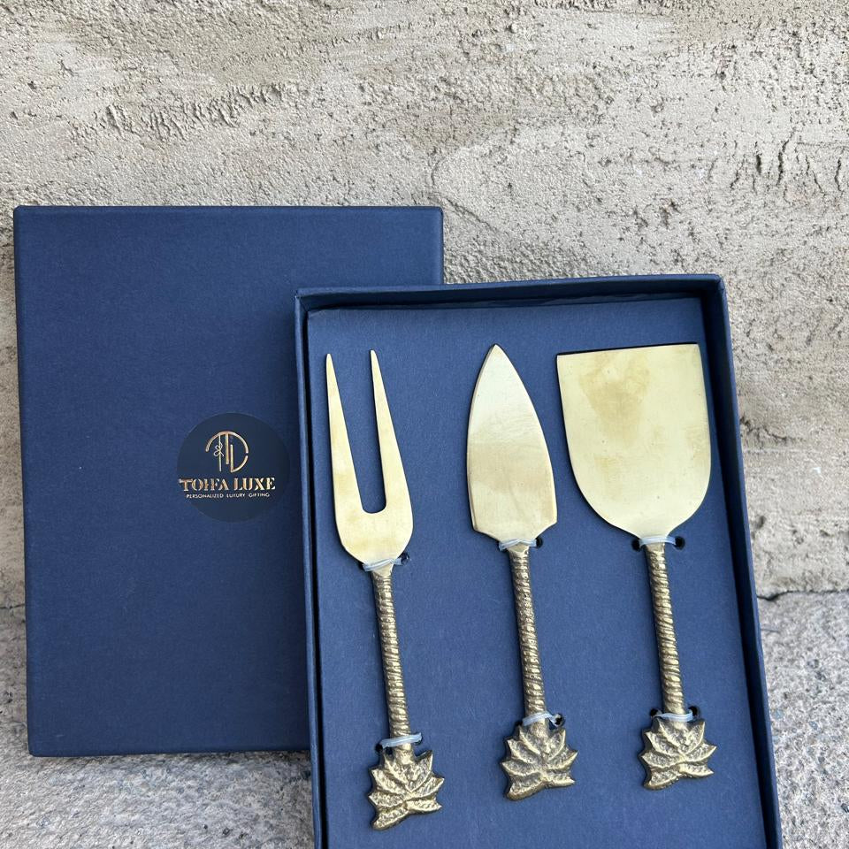 Palm Brass Cheese Knife Set of 3