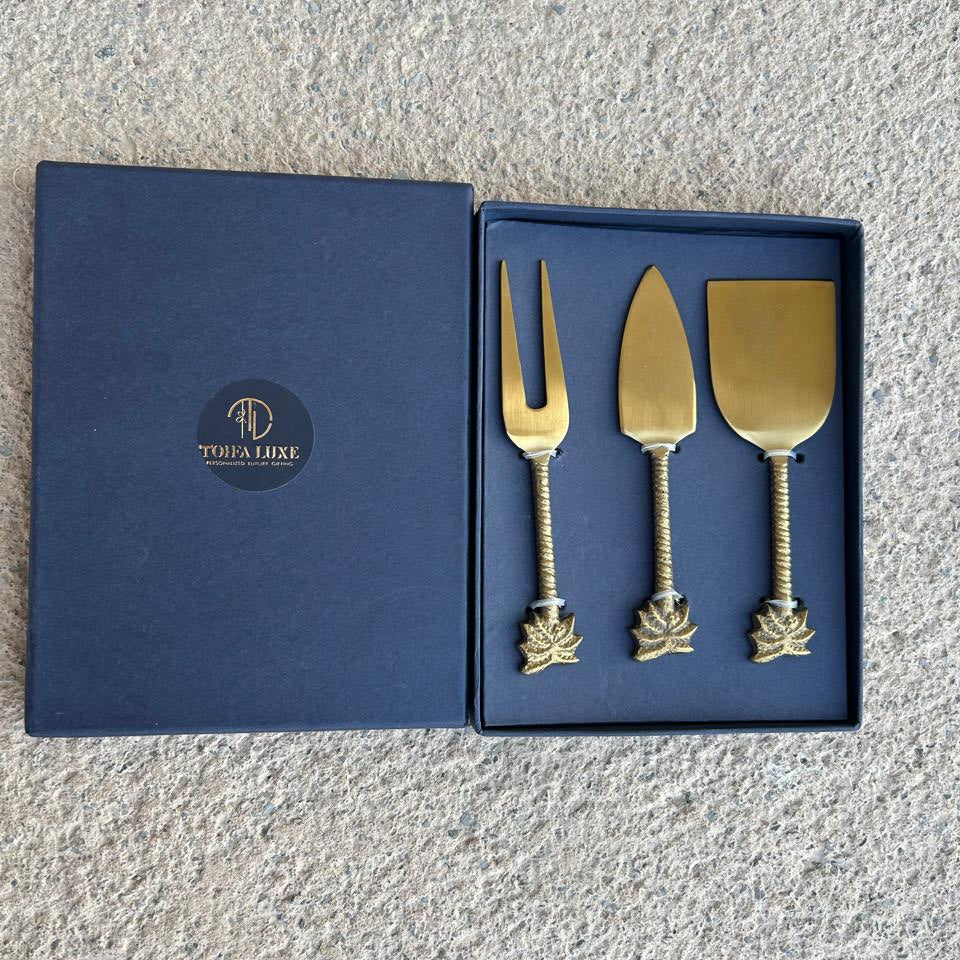 Palm Brass Cheese Knife Set of 3