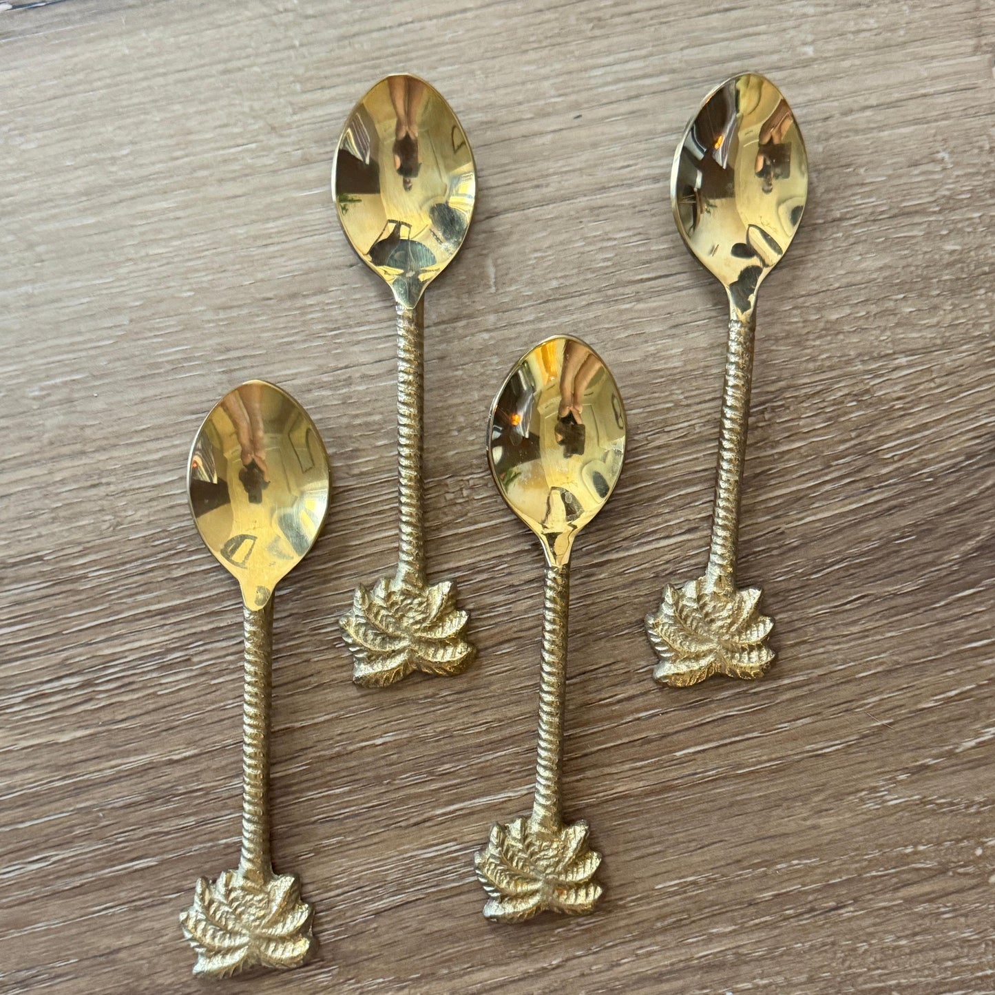 Palm Brass Dessert Spoon Set of 4