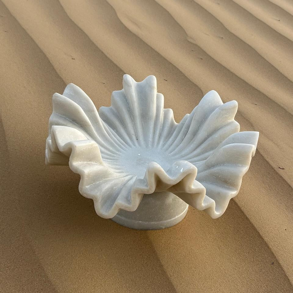 Eira Carved Marble Decorative Centerpiece with Base
