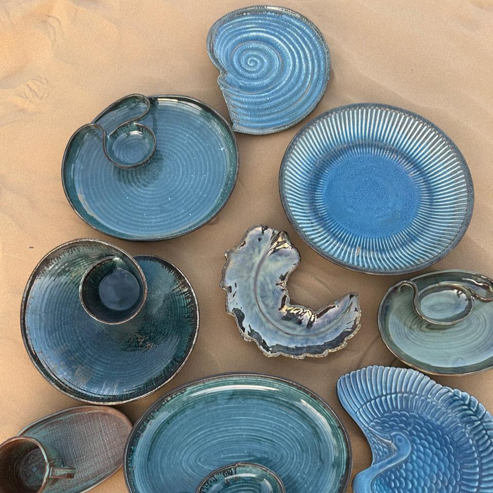 Coastal Blue Handmade Ceramic Serving Platter