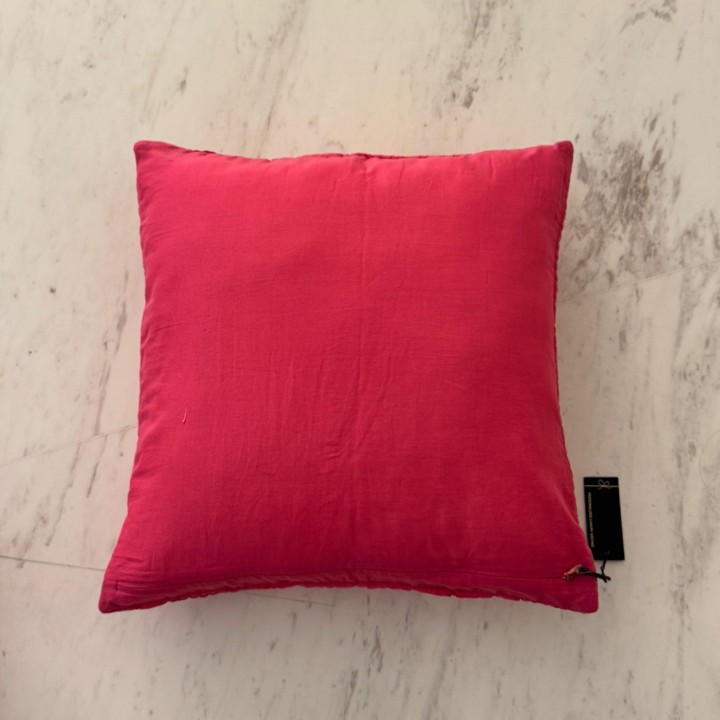 Pink Hand-Quilted Cotton Cushion – 45 x 45 cm