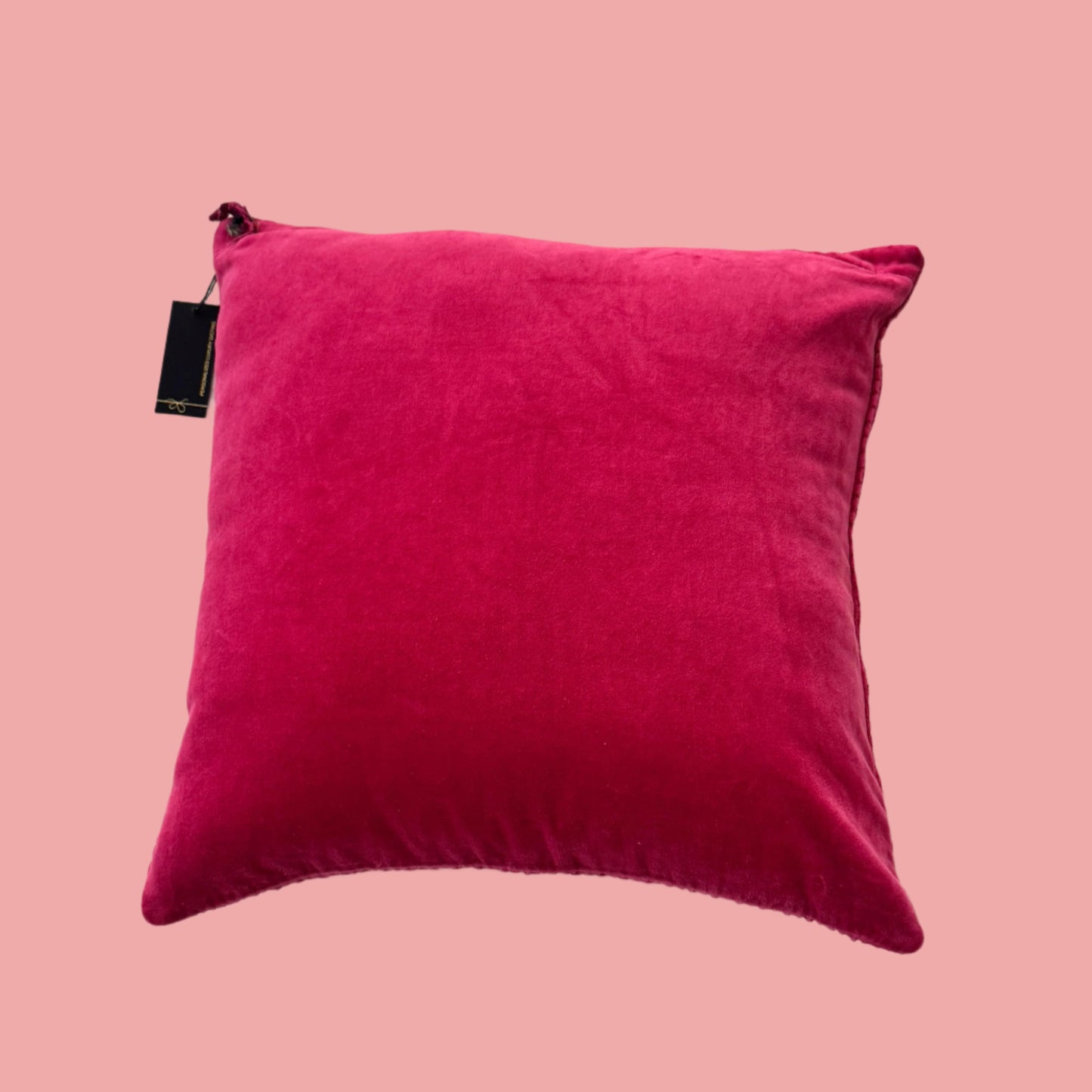 Pink Hand-Pleated Velvet Cushion – 45 x 45 cm