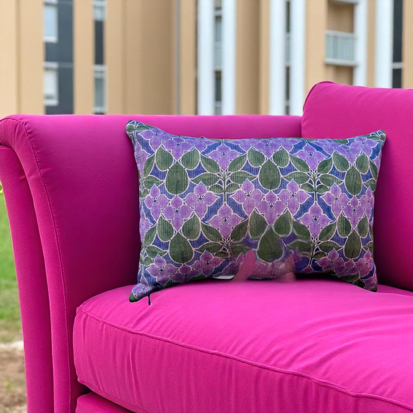 Bloom – Purple Floral Silk Cushion | 30 x 50 cm