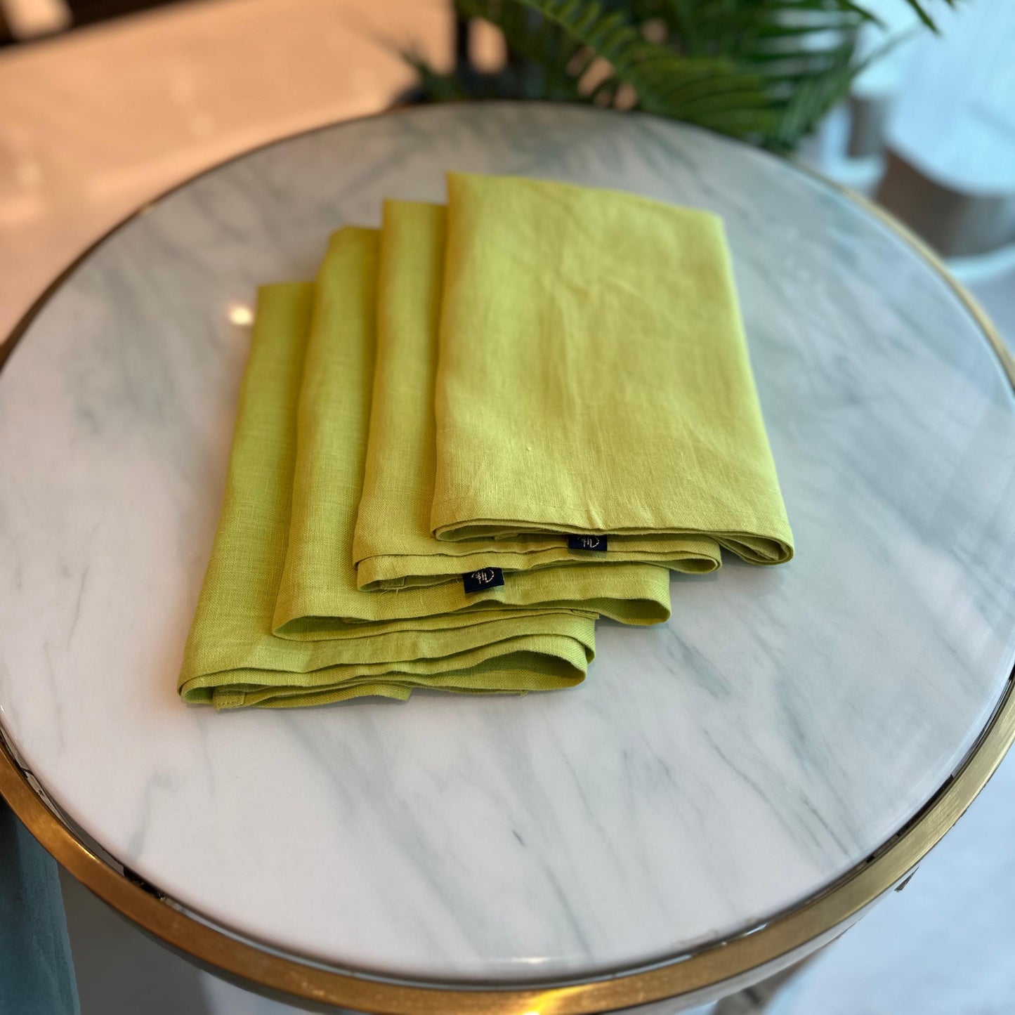 Lemon Green Linen Table Napkin Set – Set of 4 (45 x 45 cm)