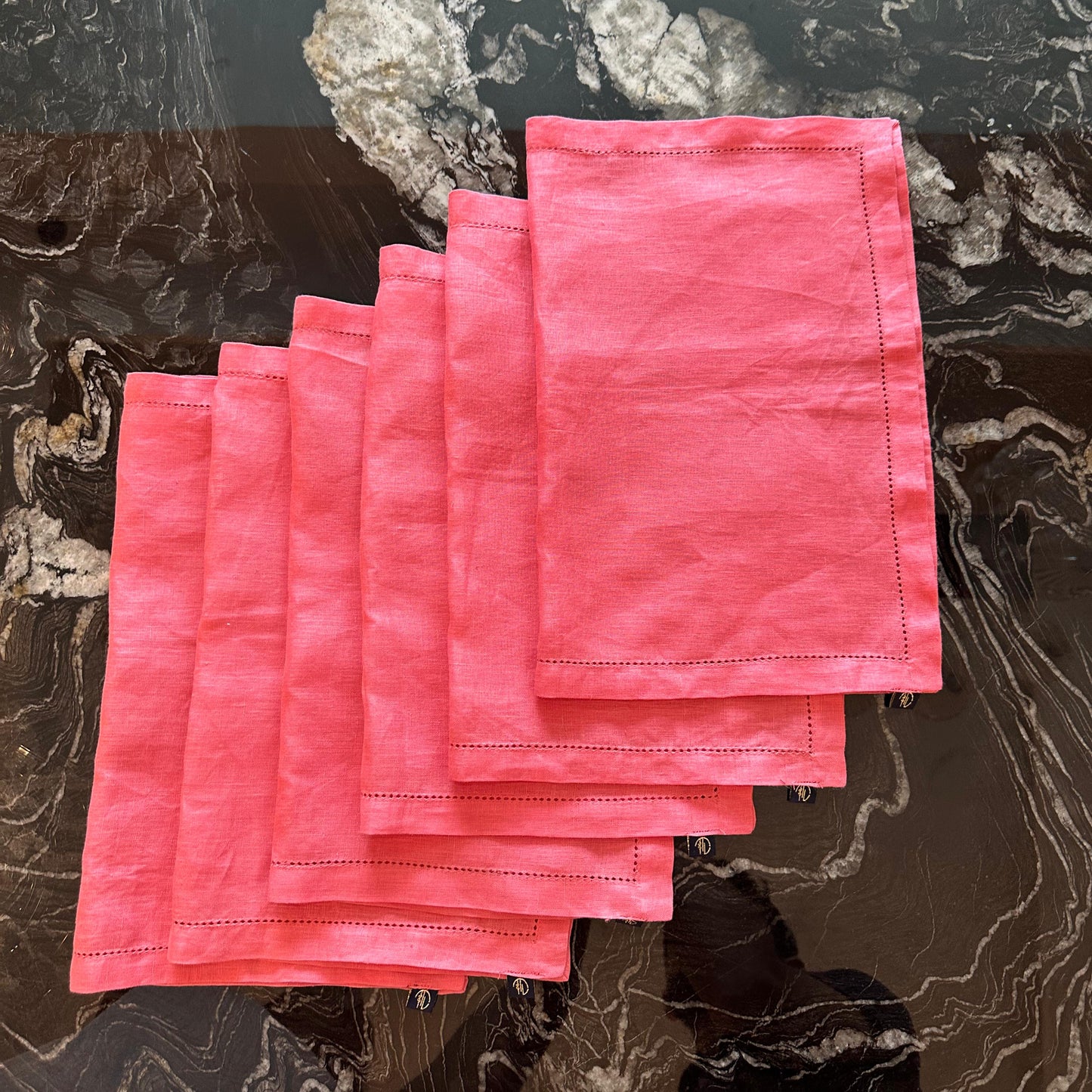 Pink Linen Embroidered Placemats – Set of 6 (35 x 50 cm)