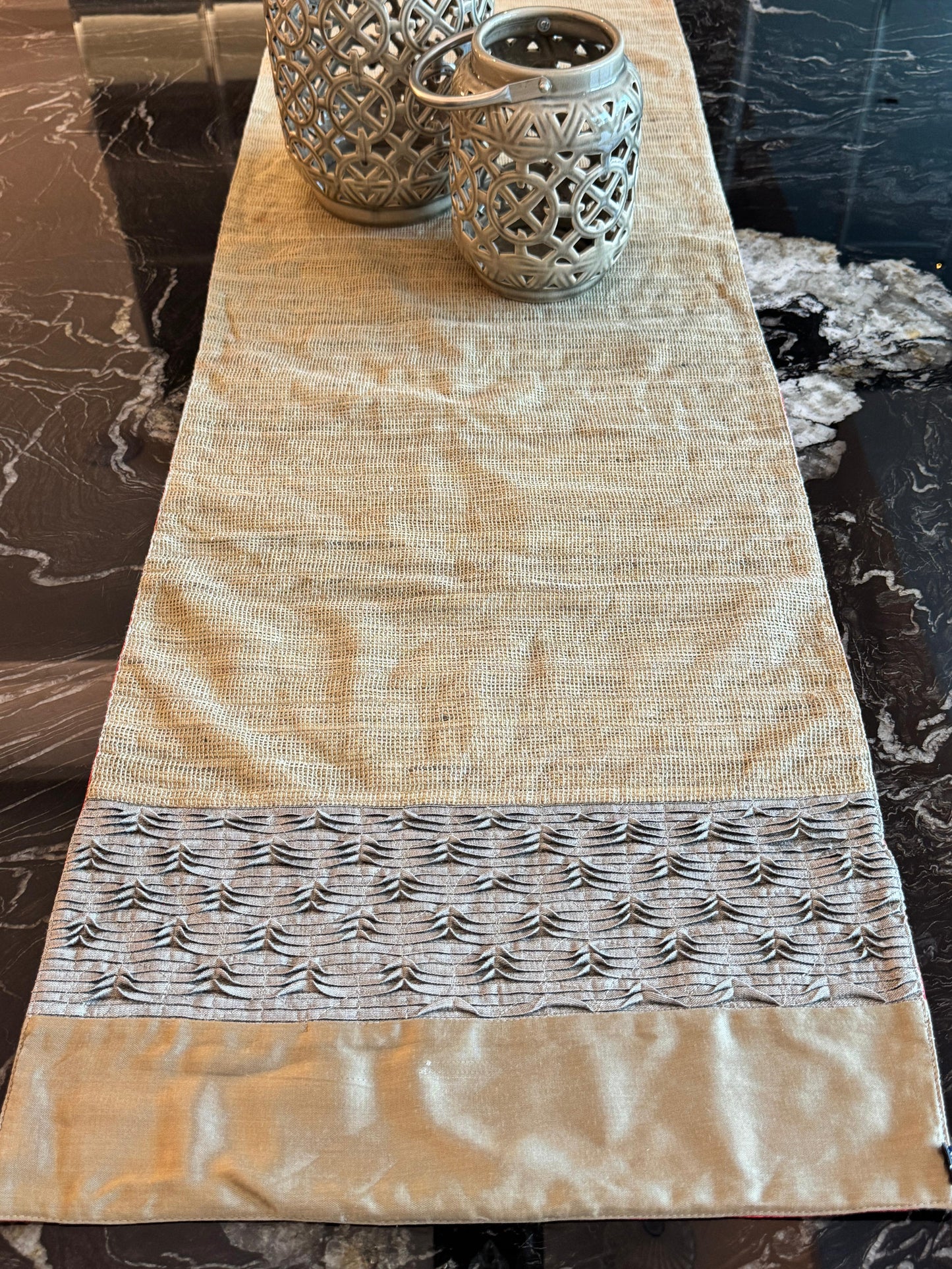 Handcrafted Silk-Jute Panelled Table Runner – 40 x 150 cm