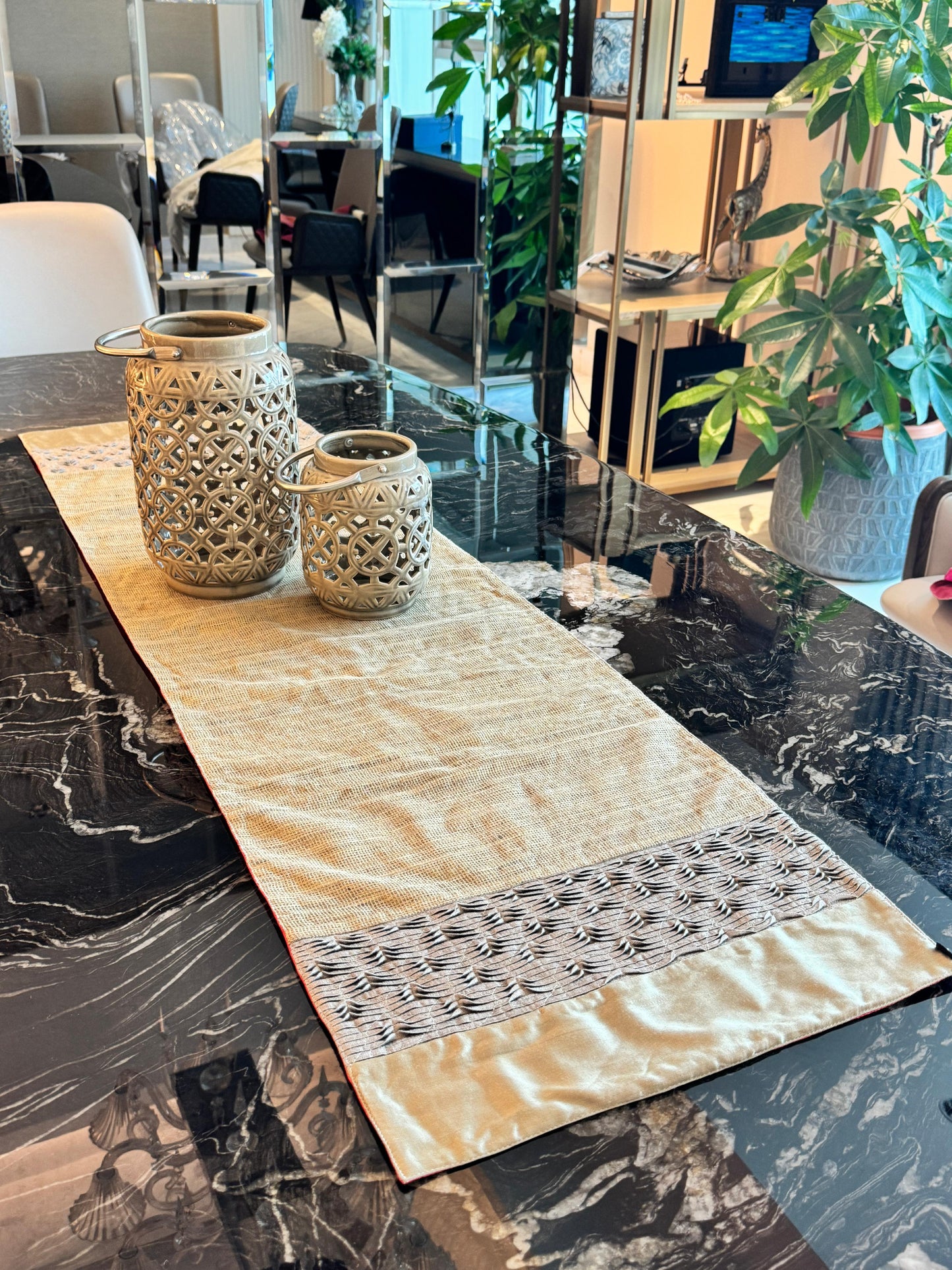 Handcrafted Silk-Jute Panelled Table Runner – 40 x 150 cm