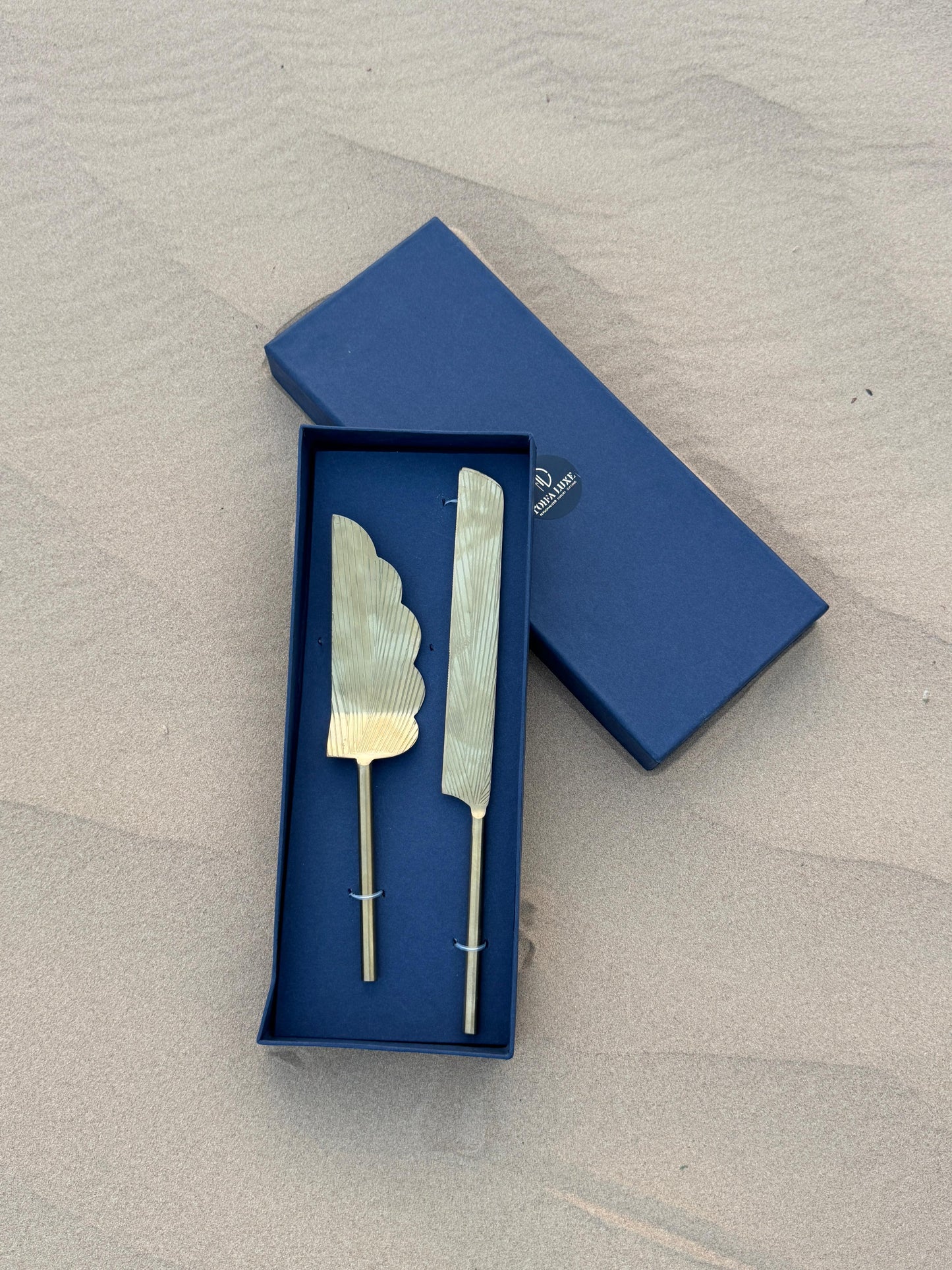 Brass Cake Knife and Server - Set of 2