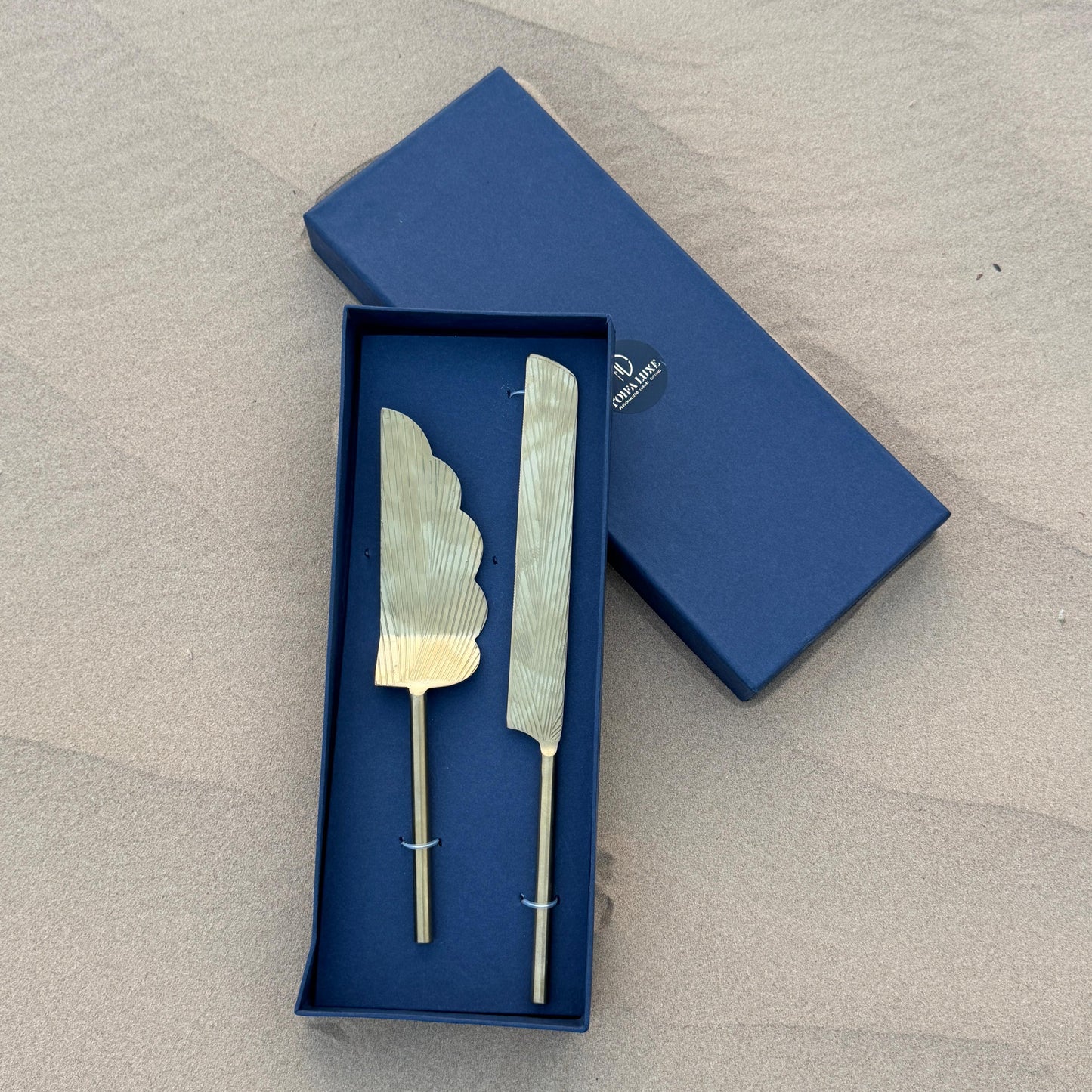 Brass Cake Knife and Server - Set of 2