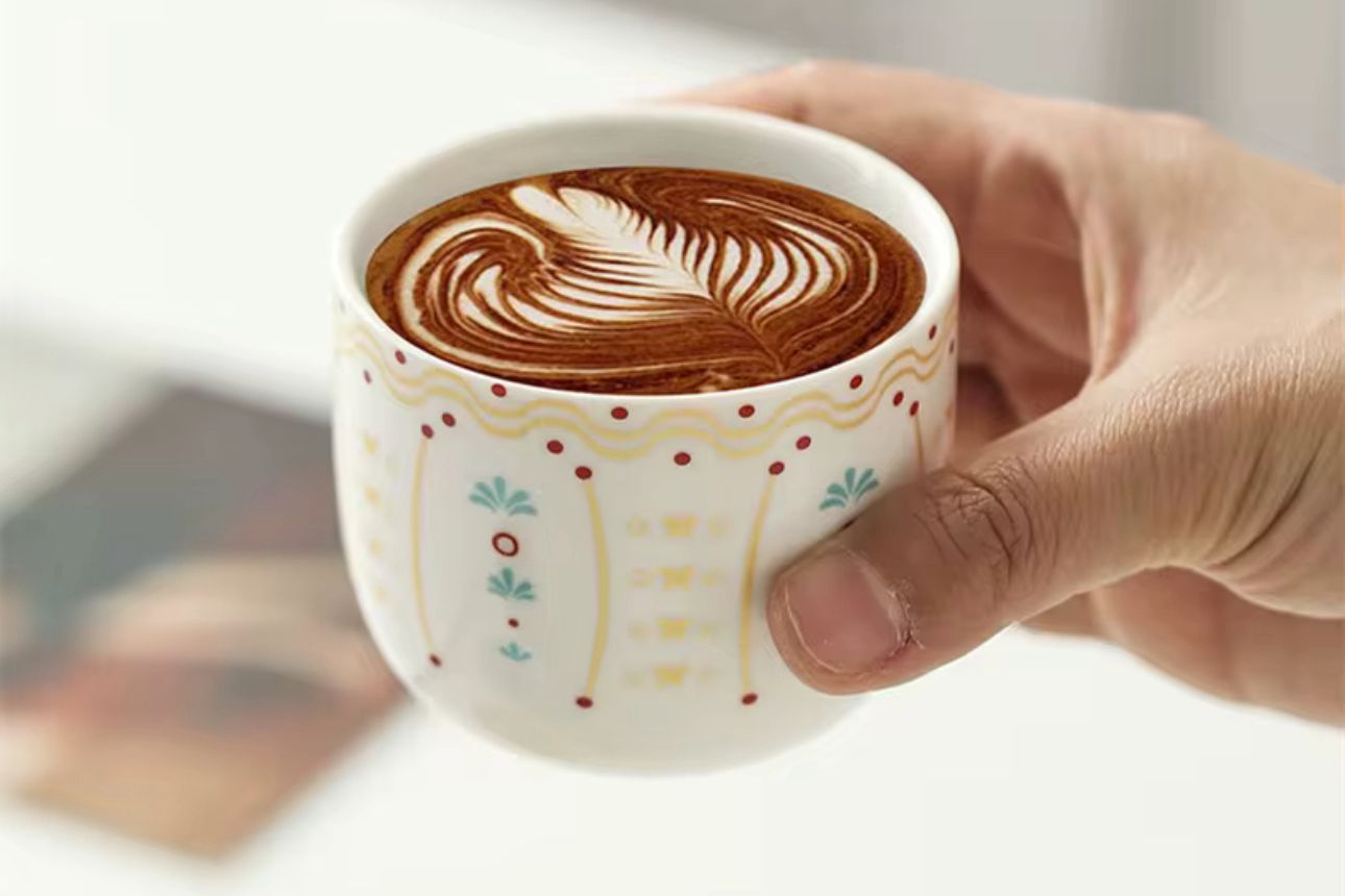 Zahra Ceramic Cup - Set of 2– Colorful Arabic Print - in Gift Box