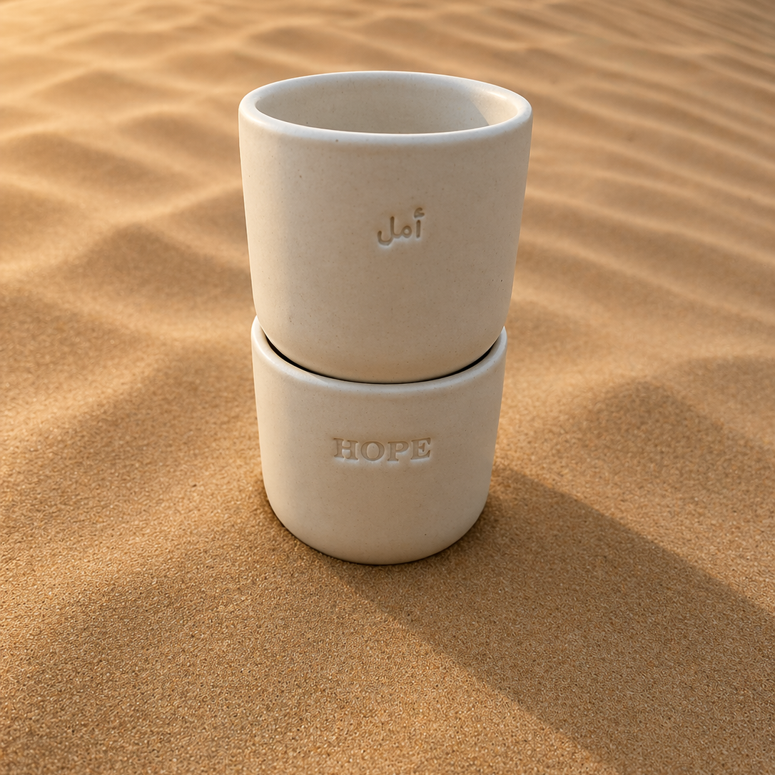 Hope Engraved Single Ceramic Cup -Large- Desert Color
