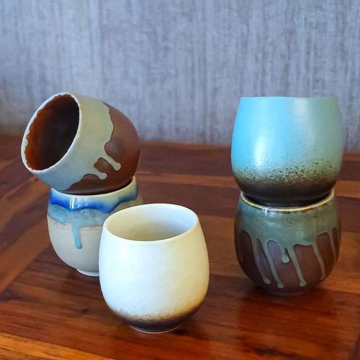Amber Handmade Ceramic Cup Gift Set of 5 – Luxury UAE | Tohfa Luxe