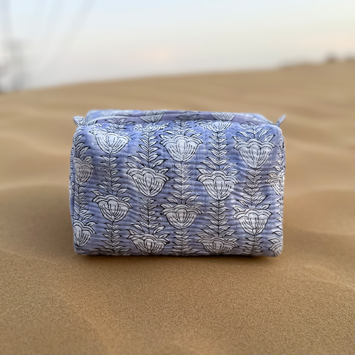 Ruza Handmade Block Printed Pouch - Blue