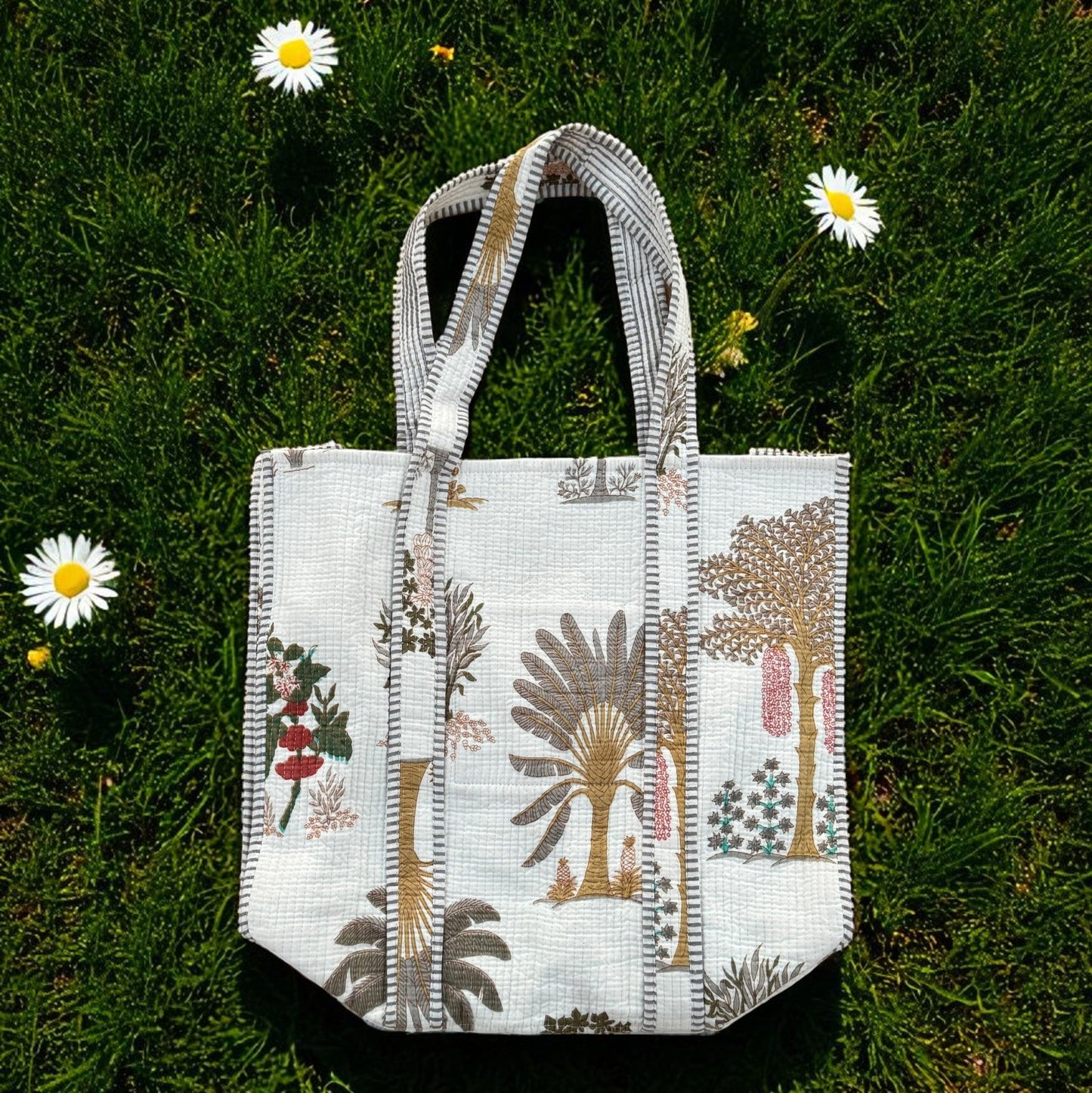 Palm Tote Bag – Hand Block-Printed Cotton