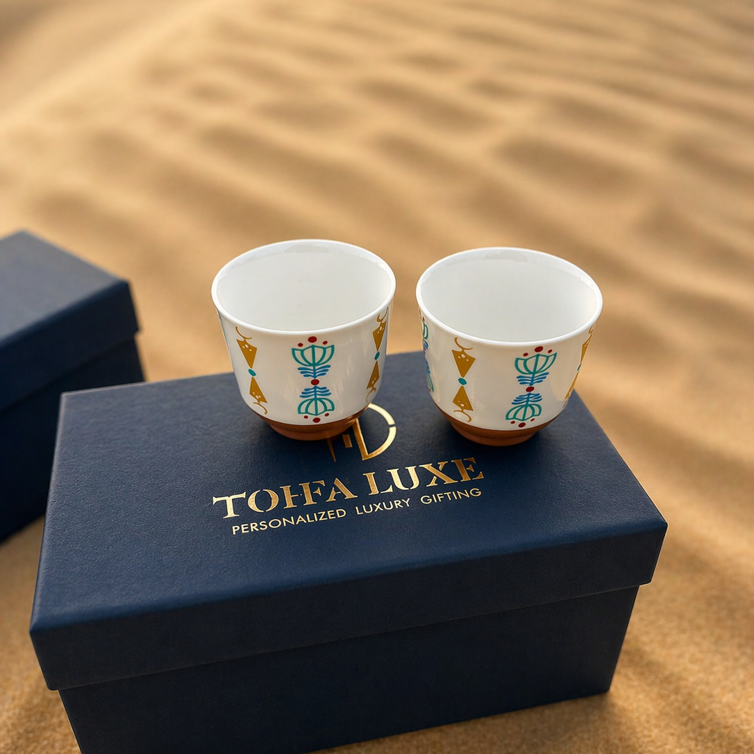 Ruh Ceramic Cup (Single, 120ml) – Colorful Arabic Print