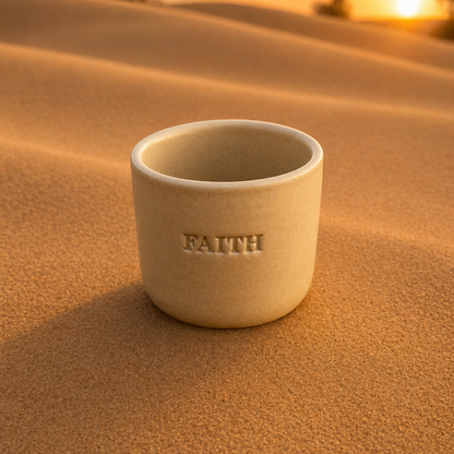 Faith Engraved Single Ceramic Cup -Large- Desert Color