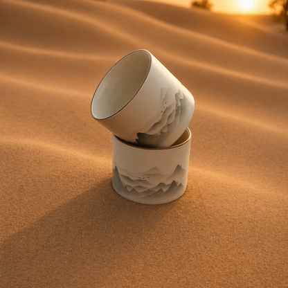 Jabal Espresso Cups – Arabic Desert Mountain Design (Set of 2)
