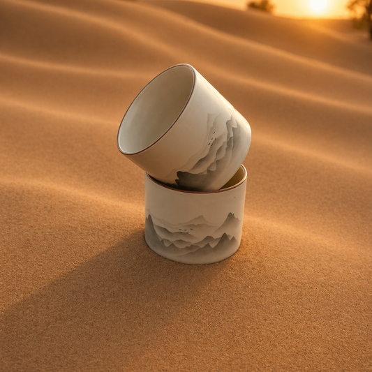 Jabal Espresso Cups – Arabic Desert Mountain Design (Set of 2)