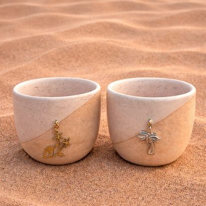 Arabian Handmade Cup – Sahra & Silver Palm Brass Charm Gift Box - Set of 2