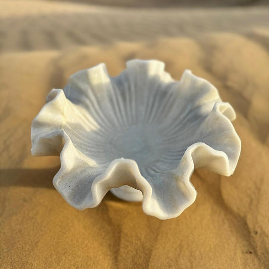 Aavya Carved Marble Decorative Centerpiece with Base - Large