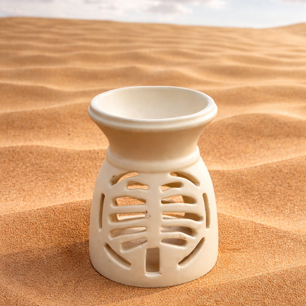 Ceramic Palm Oil Burner – Handmade Ivory Matte