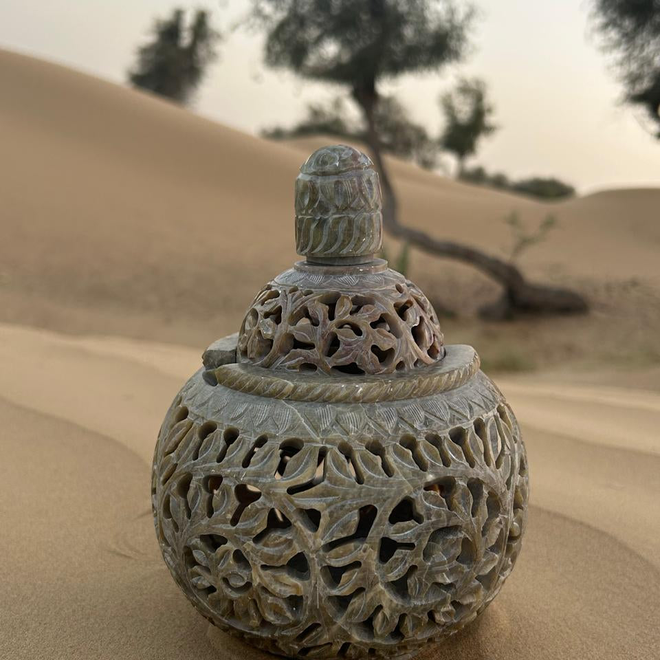 The Majestic Hand-Carved Marble Bukhoor & Diffuser Oil Burner
