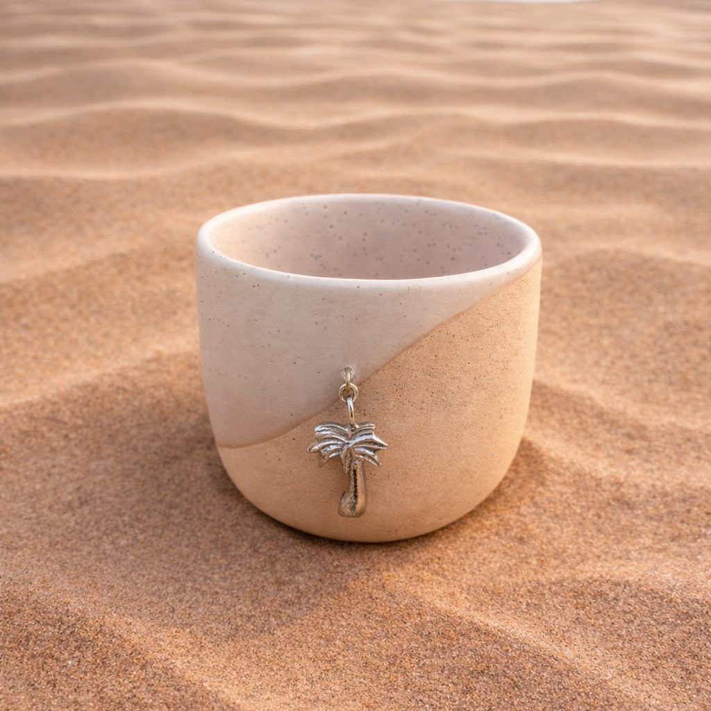 Arabian Handmade Cup – Sahra & Silver Palm Brass Charm Gift Box - Set of 2