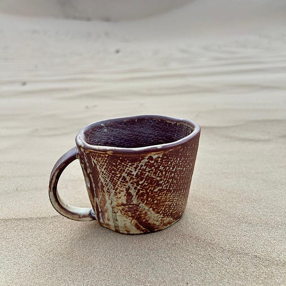 Rumi Handmade Tea Cup with Saucer - Elegant Natural