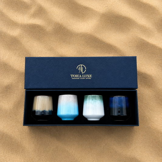 Durrah Artisanal Ceramic Cup Set – Handcrafted Gift Box (Set of 4)