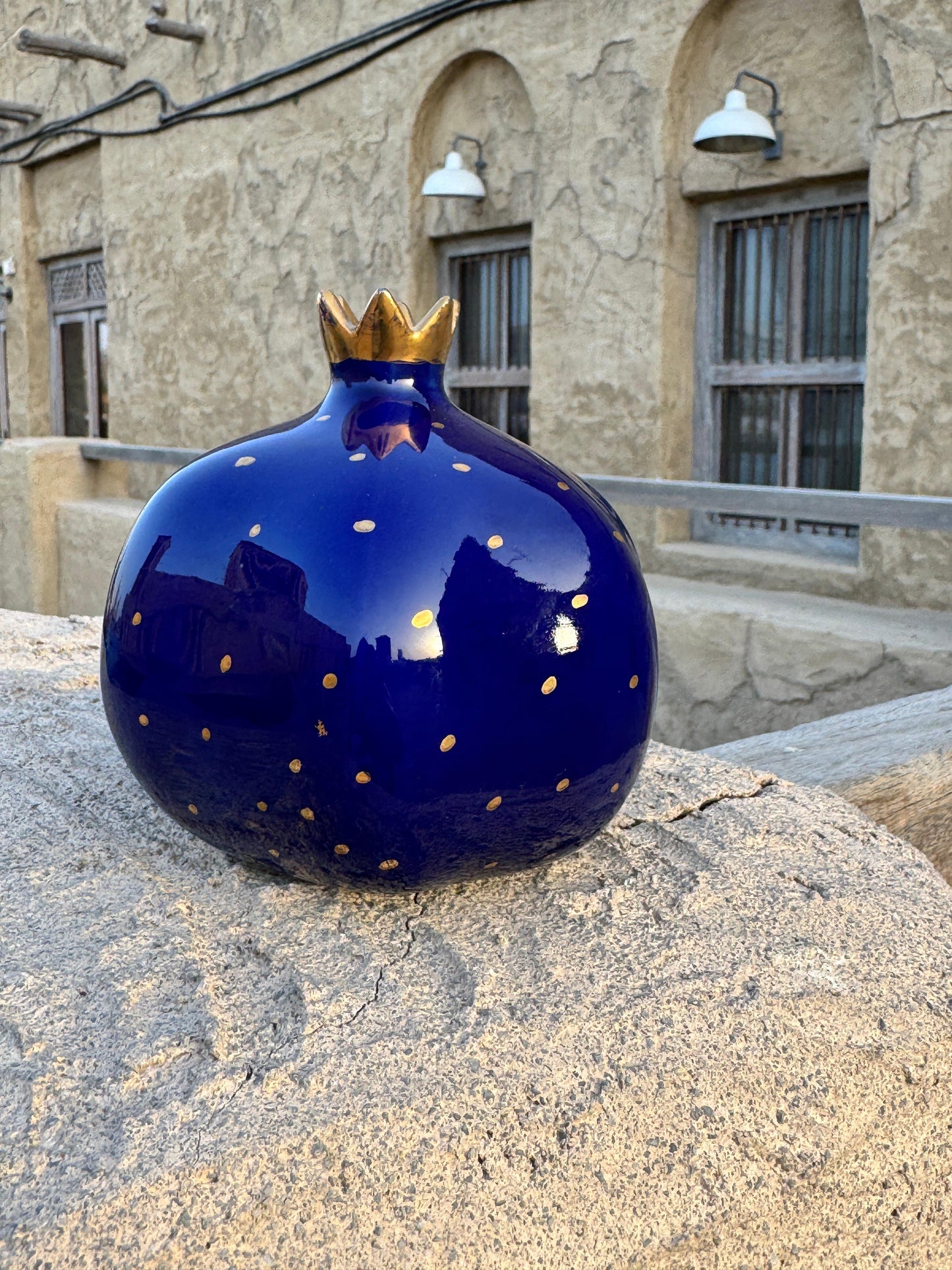 Pomegranate Ceramic Vase – Majestic Blue