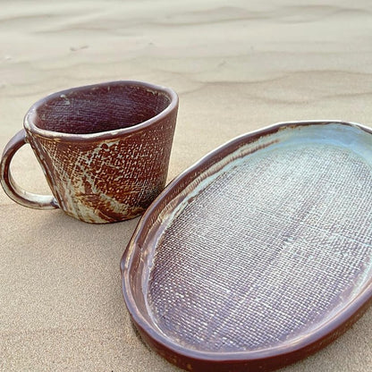 Rumi Handmade Tea Cup with Saucer - Elegant Natural
