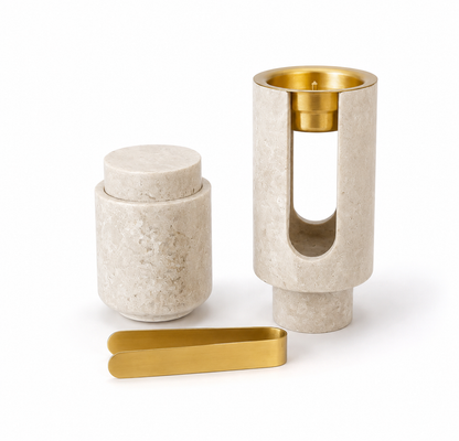 Luxury Marble Bukhoor Burner Set – Brass & Marble UAE | Tohfa Luxe