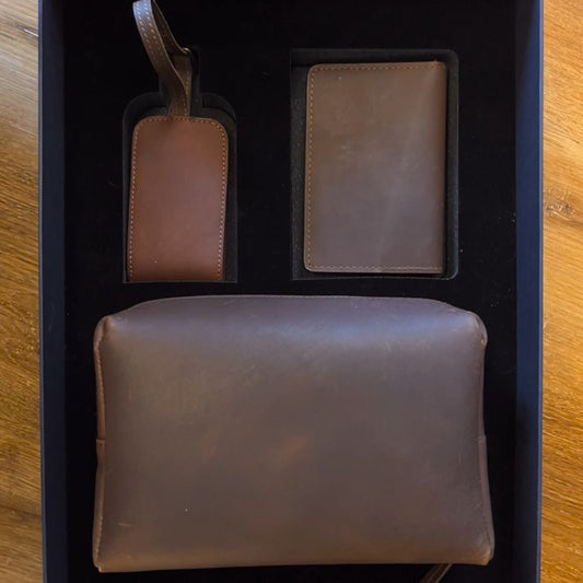 Personalized Engraving The Brown Voyage Premium Leather Gift Set