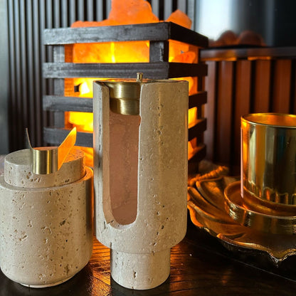 Marble Bukhoor Set with Brass Accessories